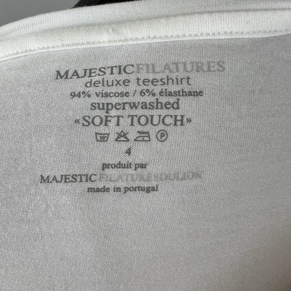Majestic Paris White 4 Deluxe Teeshirt Soft Touch Wash Top Scoop Neck 3/4 Sleeve - Picture 6 of 8